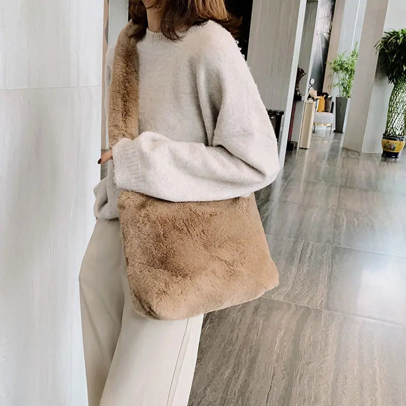 Soft Lovely Large Capacity Faux Fur Shoulder Bag