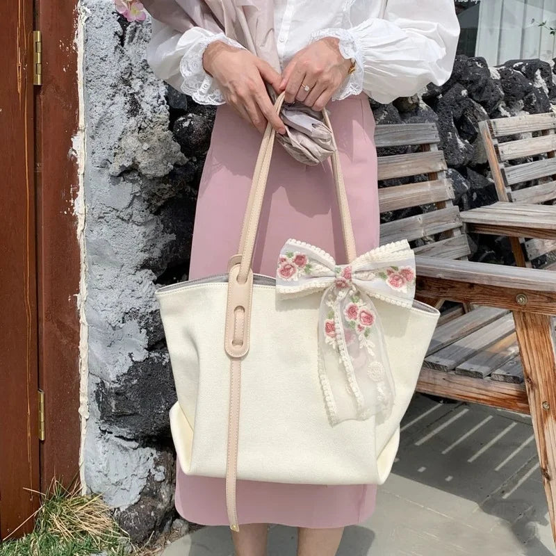 Canvas Shoulder Bag Large Capacity Shopping Travel Handbag