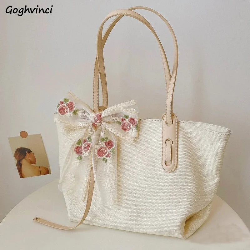 Canvas Shoulder Bag Large Capacity Shopping Travel Handbag