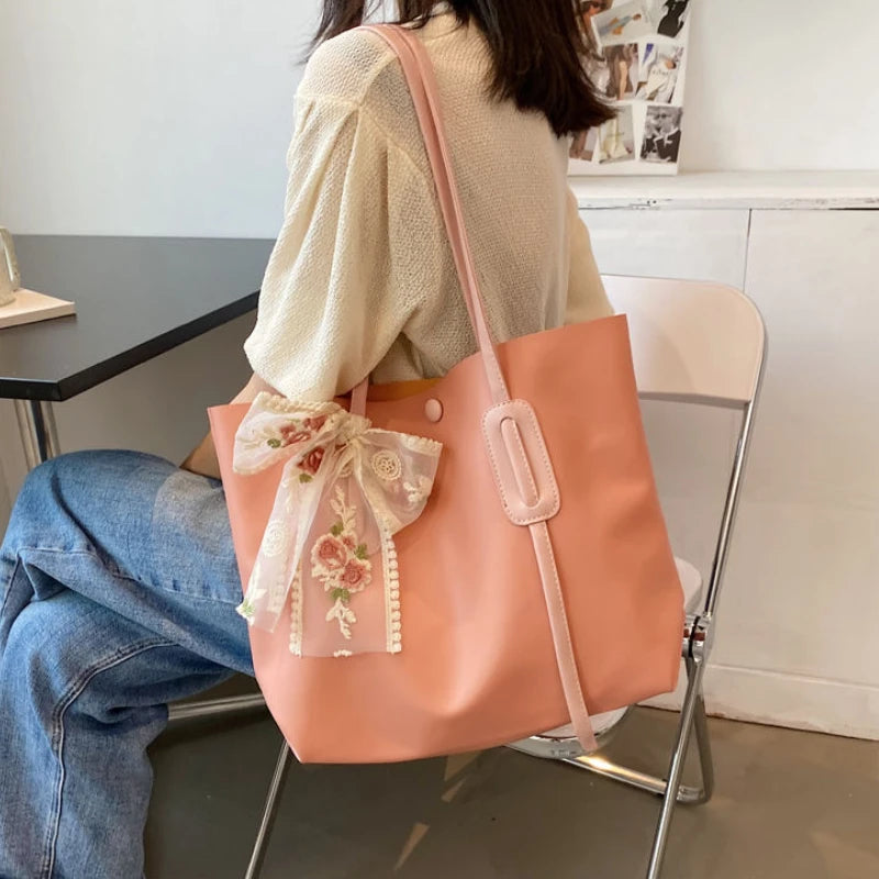 PU Leather Women Shoulder Bag Large Capacity Underarm Handbag