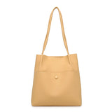 Solid PU Leather Shoulder Bag Large Capacity Casual Totes Harajuku Style Ins