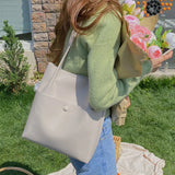 Solid PU Leather Shoulder Bag Large Capacity Casual Totes Harajuku Style Ins