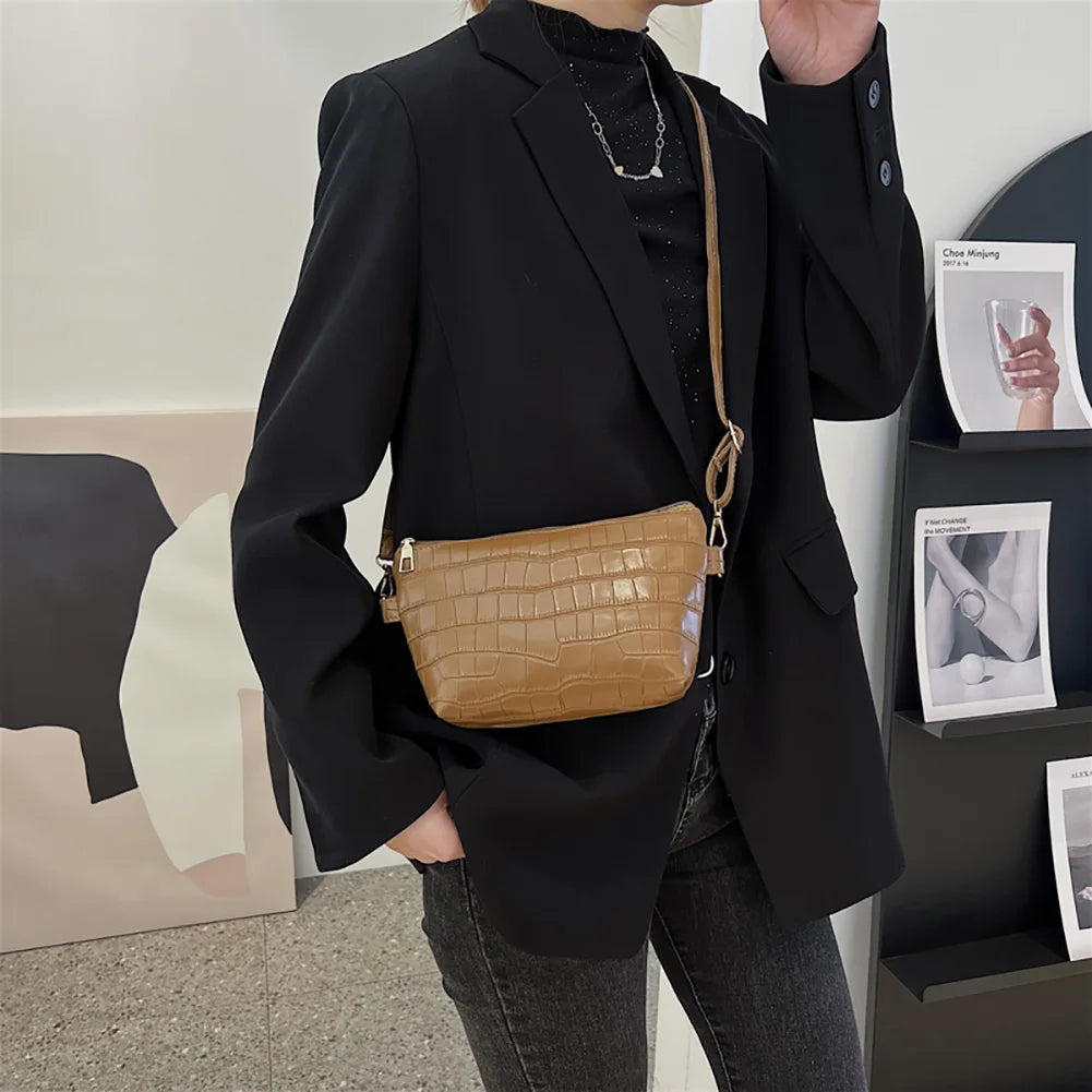 Women Shoulder Bags Stone Pattern Underarm Bags Ladies Classic Crossbody Bag