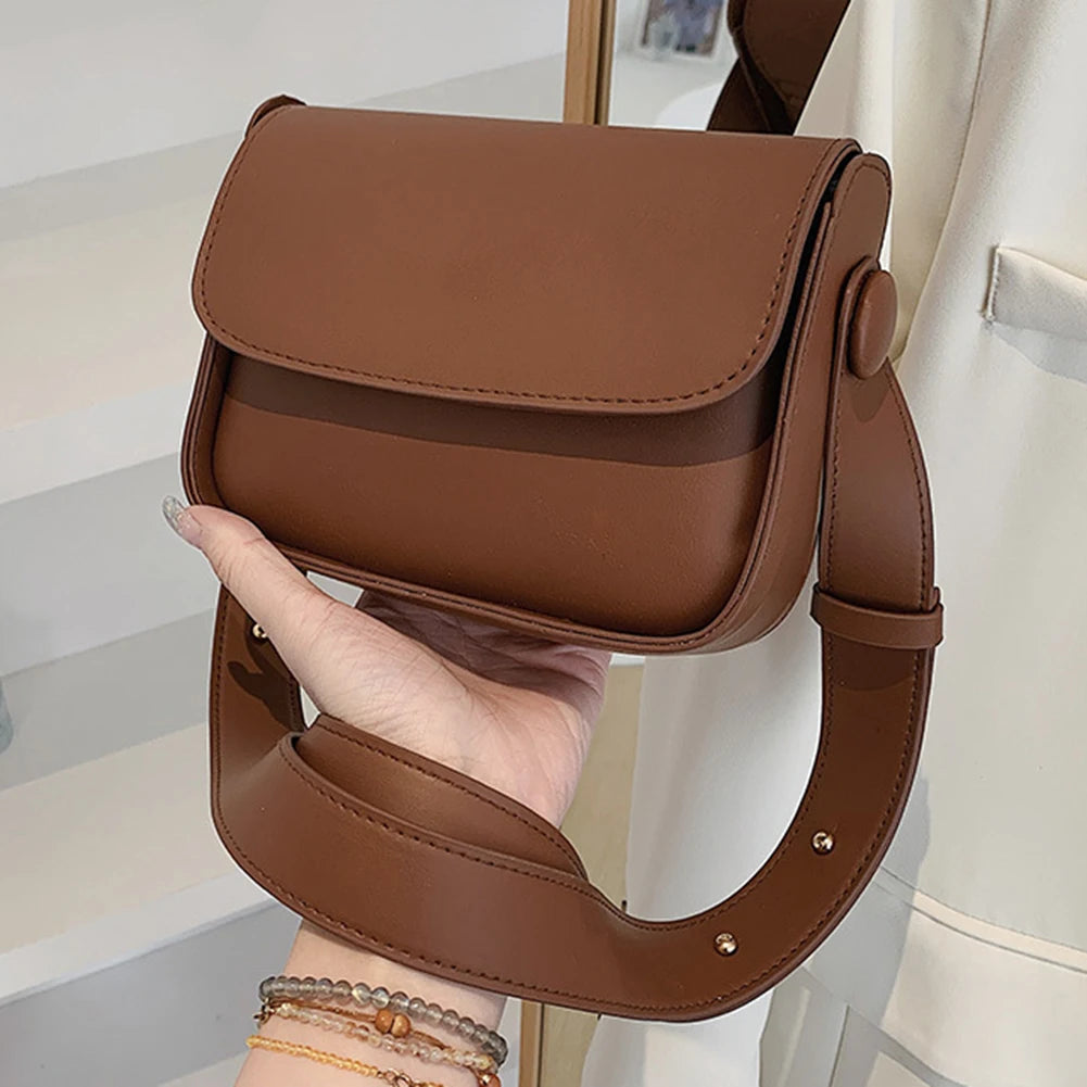 Small Square Crossbody Bag for Women Solid Flap Pocket Daily Purse Lady Satchel