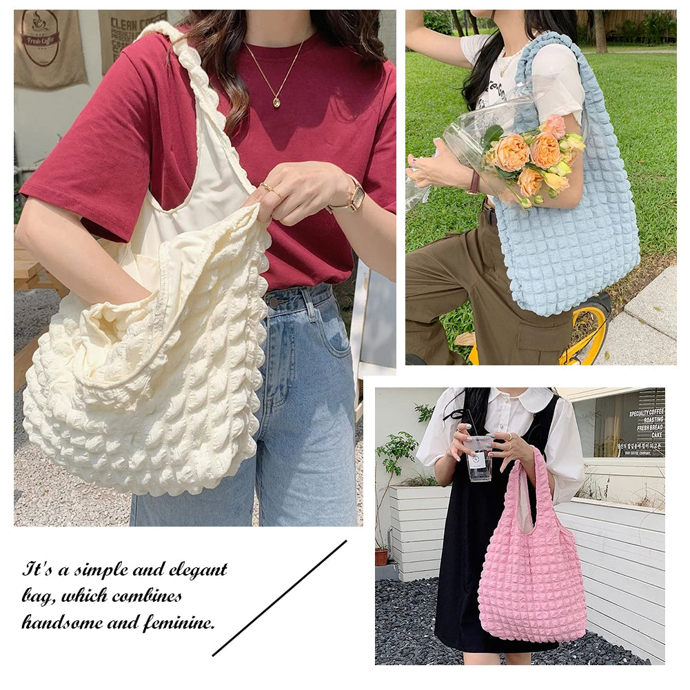 Pleated Clutch Handbag Large Capacity Underarm Bag for Travel Girl