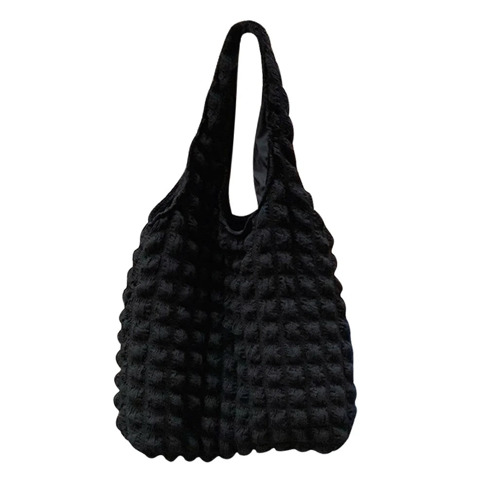 Women Shoulder Handbags Pleated Top-handle Bag Large Capacity Shoulder Tote Clou