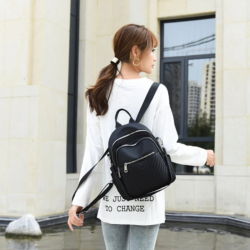 Women Small Nylon Backpack Anti-Theft Travel Hiking Shoulder Bag