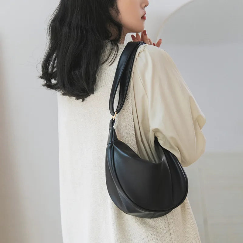 Women Soft Leather Small Bag Crossbody Handbag Candy Colors Dumpling Bag