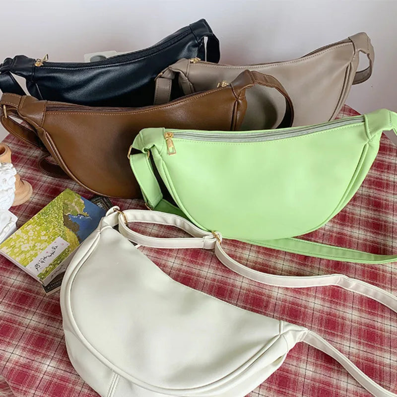 Women Soft Leather Small Bag Crossbody Handbag Candy Colors Dumpling Bag