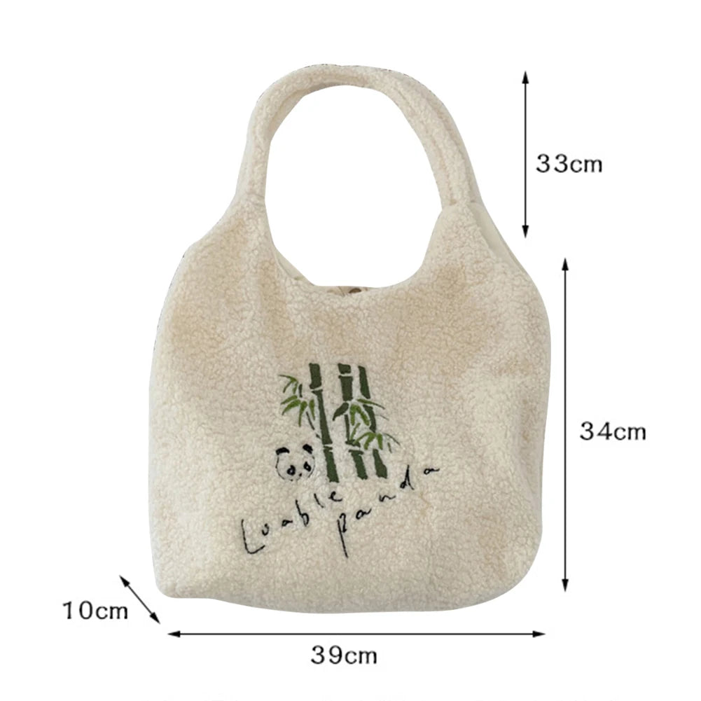 Soft Warm Plush Large Capacity Handbag - Women's Travel Fluffy Bag