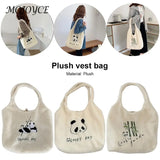 Soft Warm Plush Large Capacity Handbag - Women's Travel Fluffy Bag