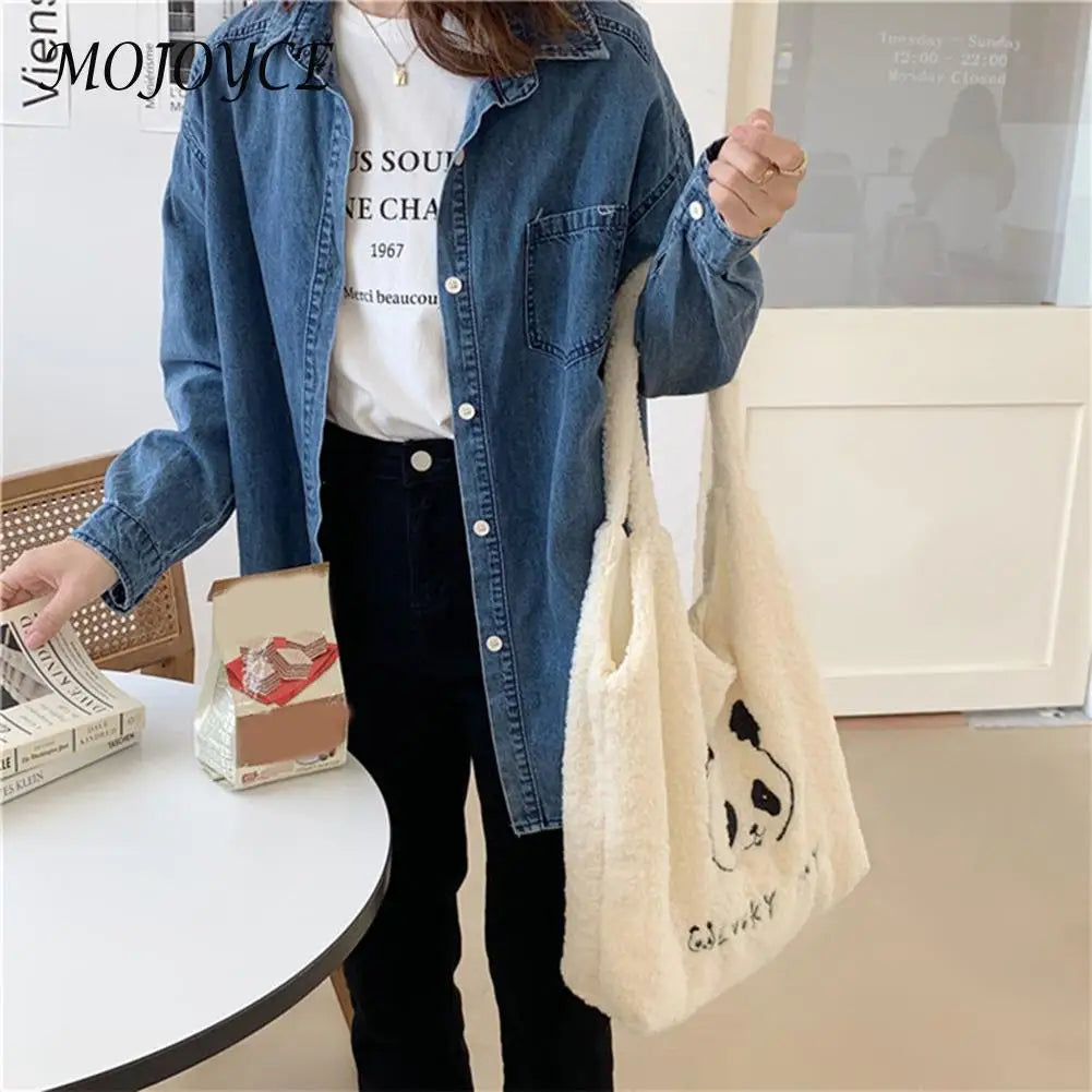 Soft Warm Plush Large Capacity Handbag - Women's Travel Fluffy Bag