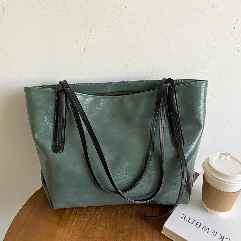 Women PU Leather Shoulder Bag Large Capacity Tote Bags Ladies Handbag
