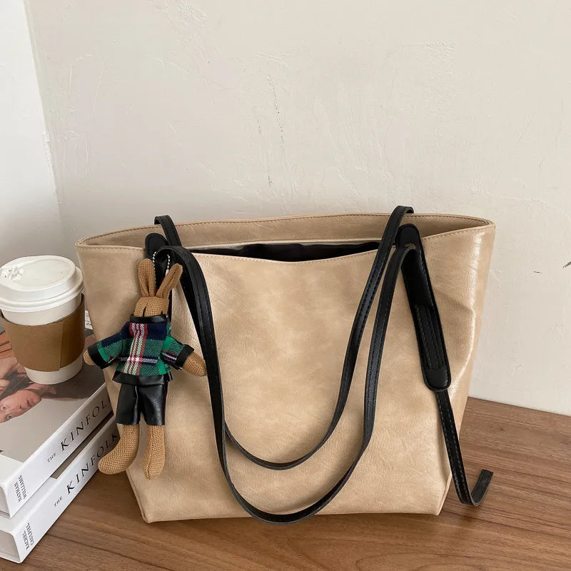 Women PU Leather Shoulder Bag Large Capacity Tote Bags Ladies Handbag