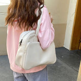Women Solid Shoulder Bags PU Leather Large Capacity All-match Students Casual Ha