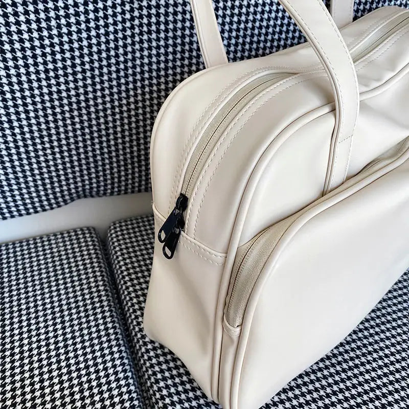 Women Solid Shoulder Bags PU Leather Large Capacity All-match Students Casual Ha