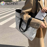 Women Space Padded Nylon Top-handle Bag Solid Zipper Handbag