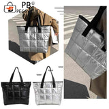 Women Space Padded Nylon Quilted Lattice Top-handle Bag