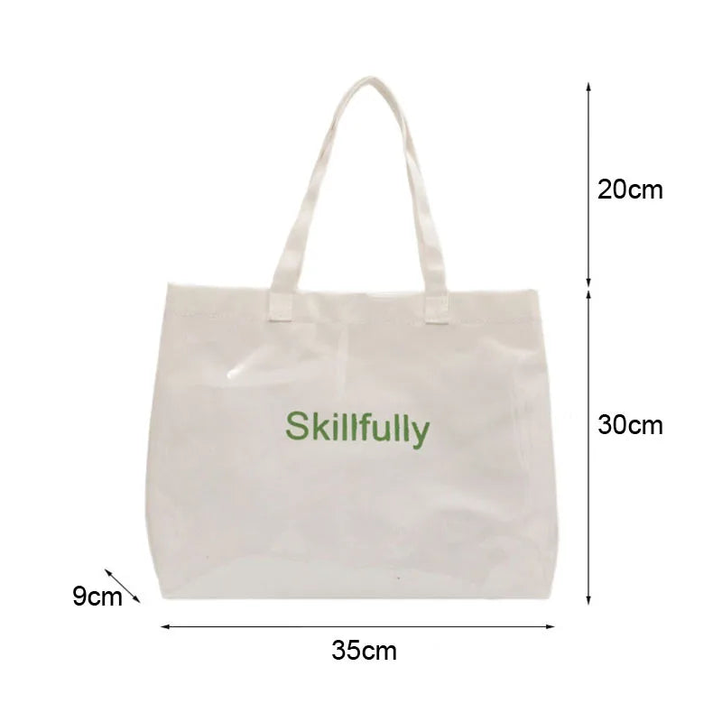 Women PVC Canvas Large Capacity Shoulder Bag Vintage Printing Ladies Bucket Hand