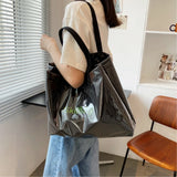 Women PVC Canvas Large Capacity Shoulder Bag Vintage Printing Ladies Bucket Hand