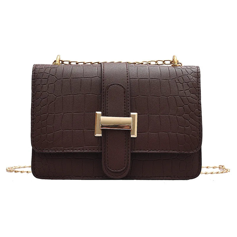 Stone Pattern Shoulder Bag Women Chain Cover Handbag Female Crossbody Messenger