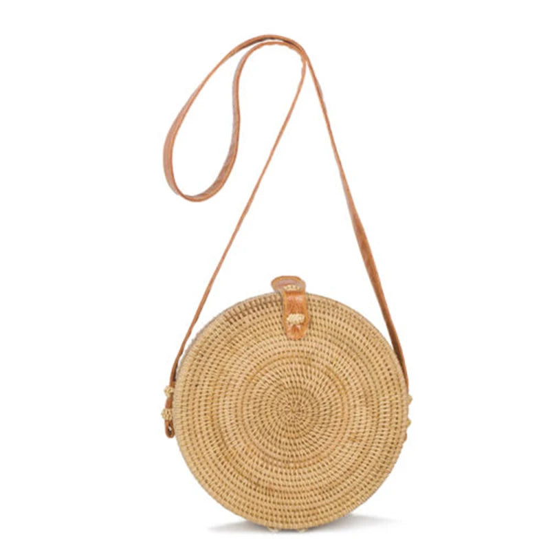 Bohemian Beach Handbags Small Circle Rattan Shoulder Bag