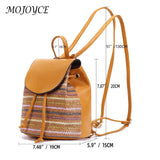 Boho Straw Shoulder Backpack - Embroidered Woven Schoolbag for Women
