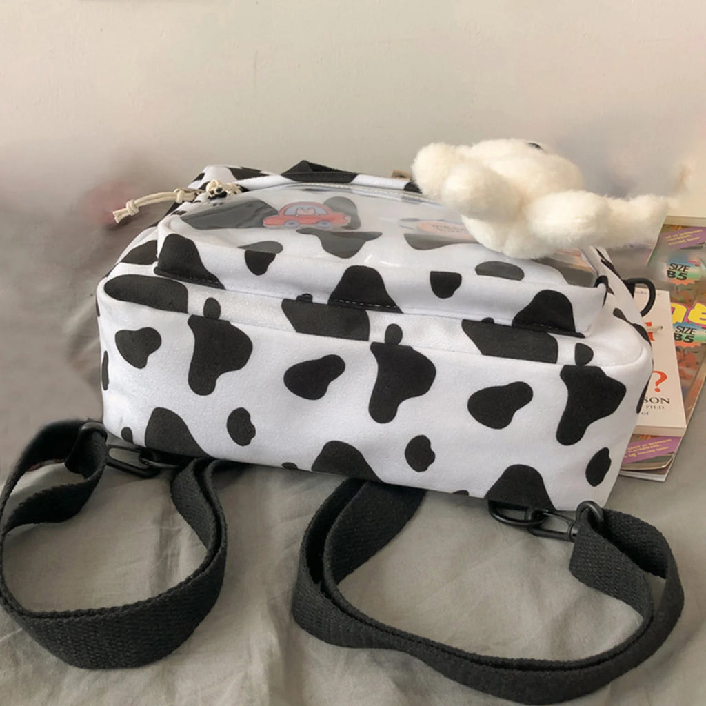 Women Stylish Cow Print Backpack Shoulder Bags Lightweight Cross-body Purse
