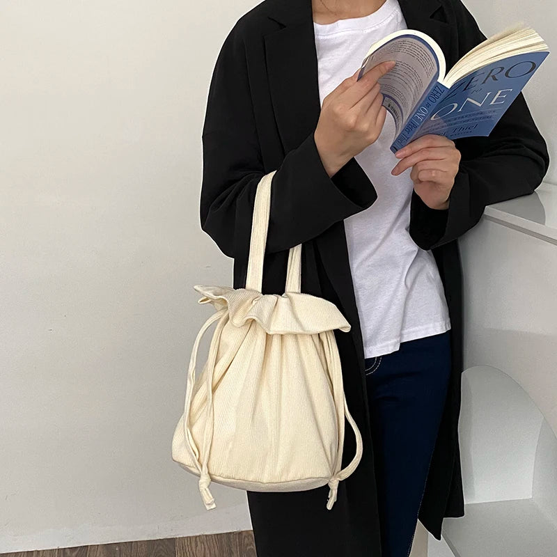 Women Ruffles Bucket Bag Shoulder Bags