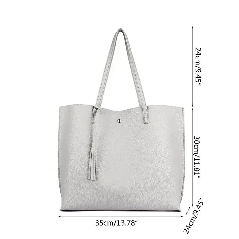 Women Tassel Shoulder Tote Purse Large Capacity Top Handle Bag