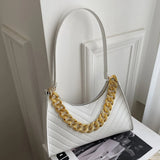 Thick Chain Shoulder Bag PU Leather Evening Bags Casual Handbags