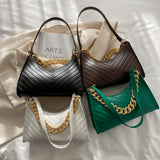 Thick Chain Shoulder Bag PU Leather Evening Bags Casual Handbags