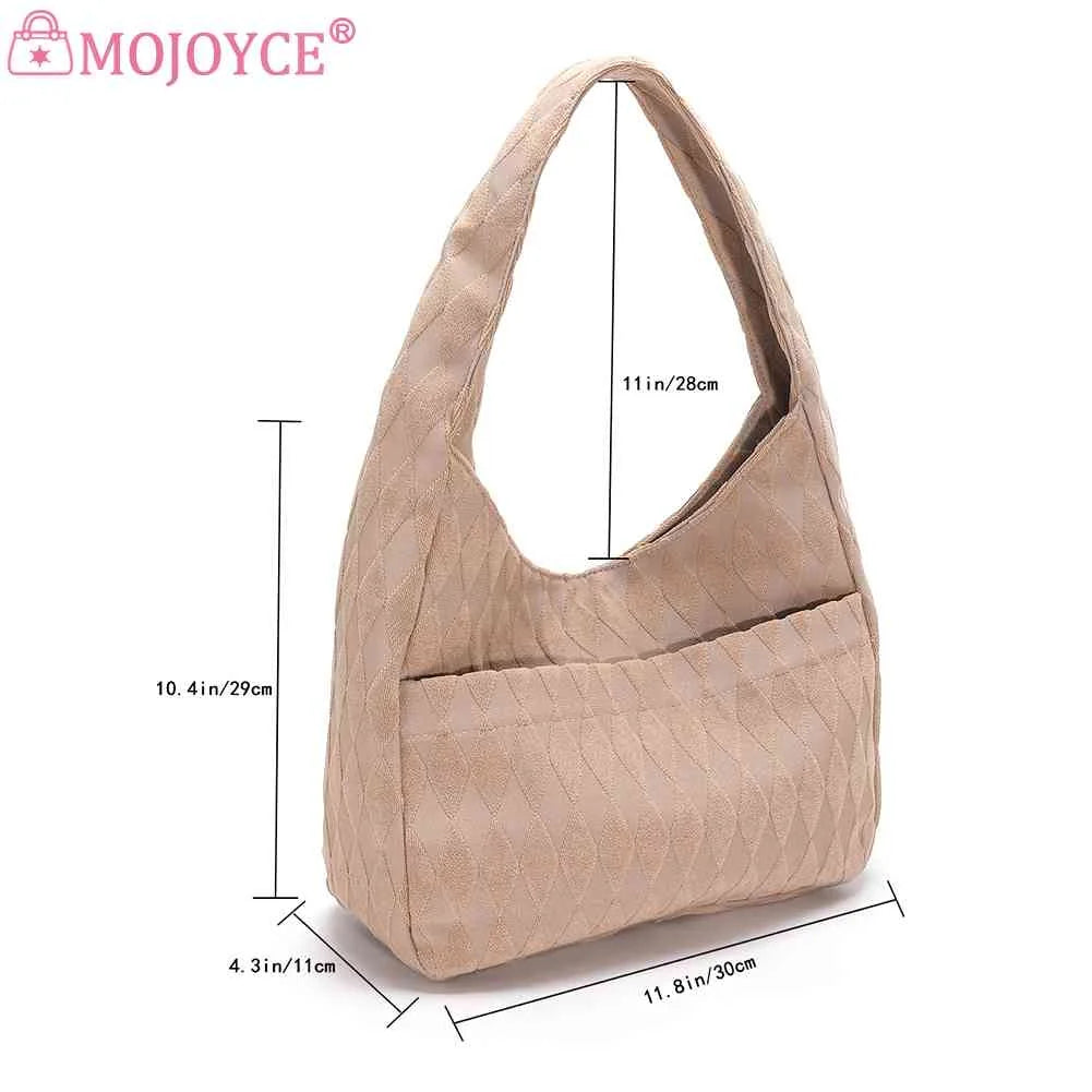 Casual Rhombus Armpit Bag Soft Cloth Large Capacity for Daily Travel