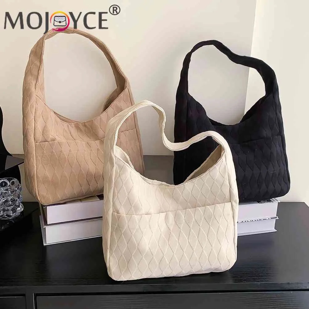 Casual Rhombus Top-Handle Handbag Soft Cloth Large Capacity