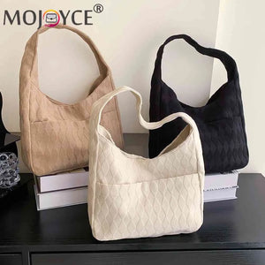 Casual Rhombus Top-Handle Handbag Soft Cloth Large Capacity