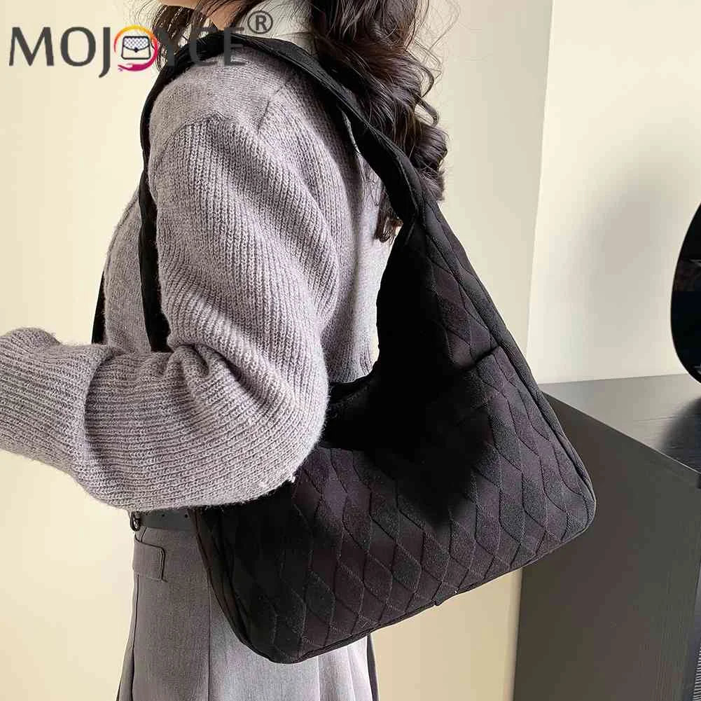 Casual Rhombus Top-Handle Handbag Soft Cloth Large Capacity