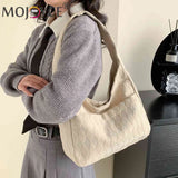 Casual Rhombus Top-Handle Handbag Soft Cloth Large Capacity