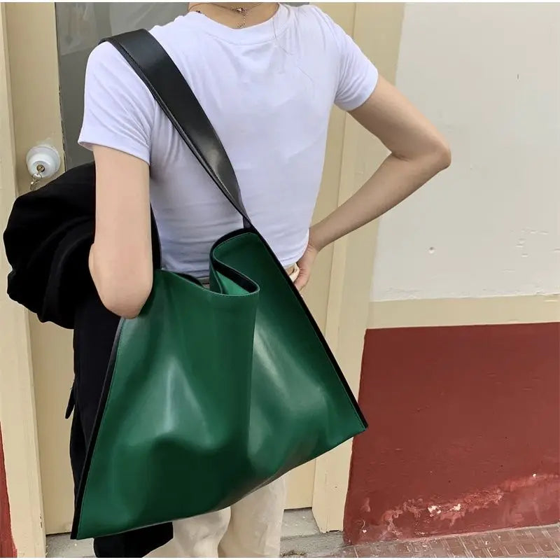 Women Tote Bag Casual Solid Soft High-Capacity Shoulder Bag Handbag