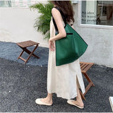 Women Tote Bag Casual Solid Soft High-Capacity Shoulder Bag Handbag