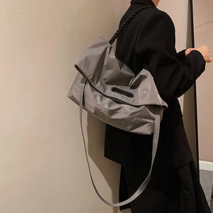 Women Tote Bag Nylon Bucket Casual Zipper Shoulder Handbag High-Capacity