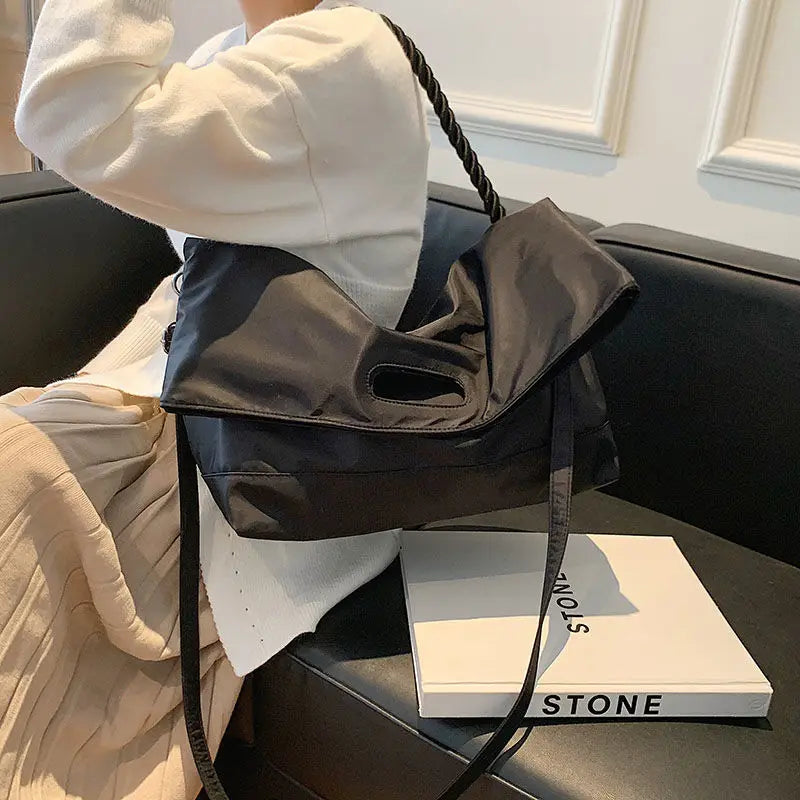 Women Tote Bag Nylon Bucket Casual Zipper Shoulder Handbag High-Capacity