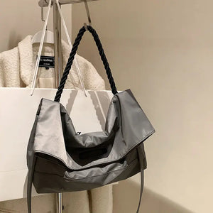 Women Tote Bag Nylon Bucket Casual Zipper Shoulder Handbag High-Capacity
