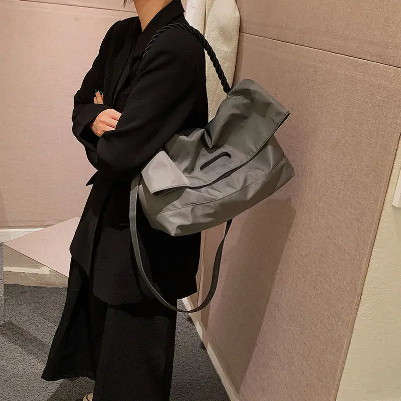 Women Tote Bag Nylon Bucket Casual Zipper Shoulder Handbag High-Capacity