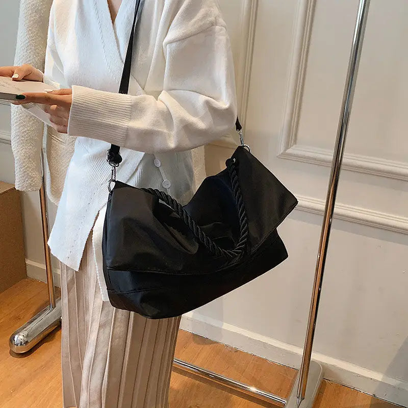 Women Tote Bag Nylon Bucket Casual Zipper Shoulder Handbag High-Capacity