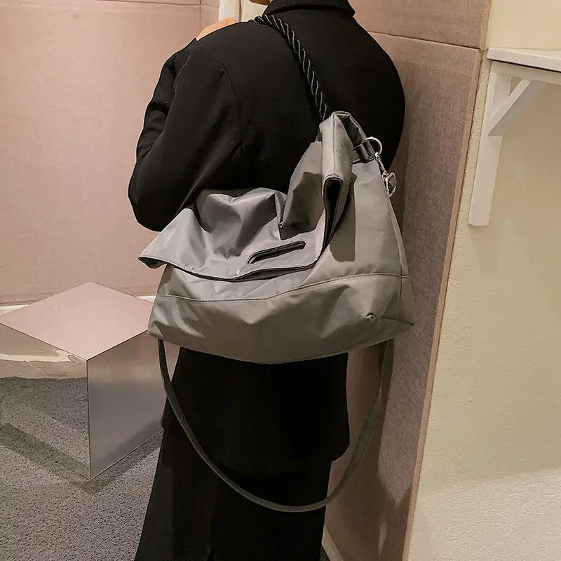 Women Tote Bag Nylon Bucket Casual Zipper Shoulder Handbag High-Capacity