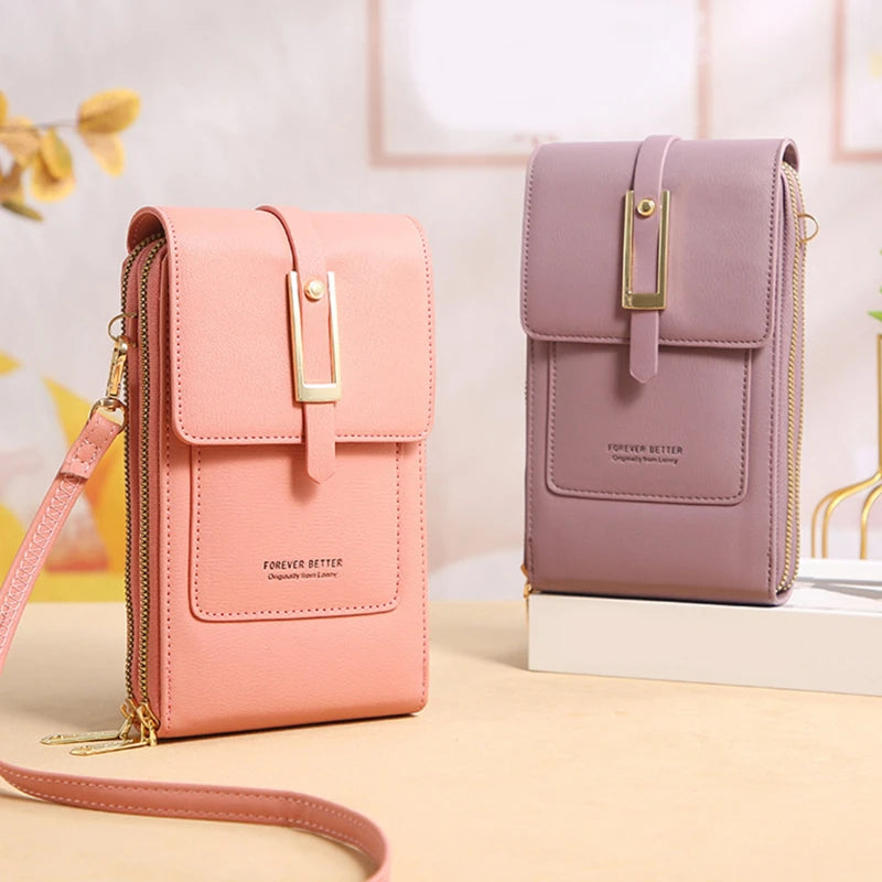 Women Touch Screen Shoulder Bag Smartphone Leather Purse