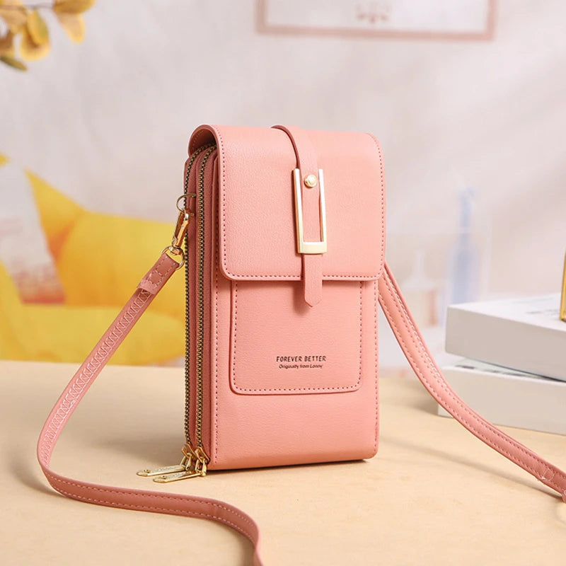 Women Touch Screen Shoulder Bag Smartphone Leather Purse