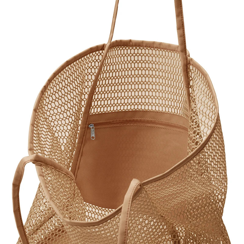 Women Mesh Shoulder Bag Large Capacity Eco Shopper Totes