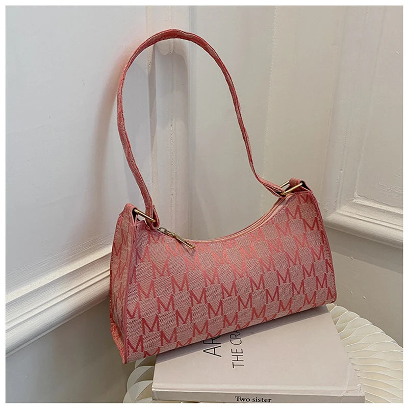 Women Underarm Bag Shoulder Bag Square Shape Short Straps Casual Handbag