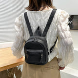 Vintage PU Leather Small Backpack Mini School Bags Female Solid Shoulder Bags